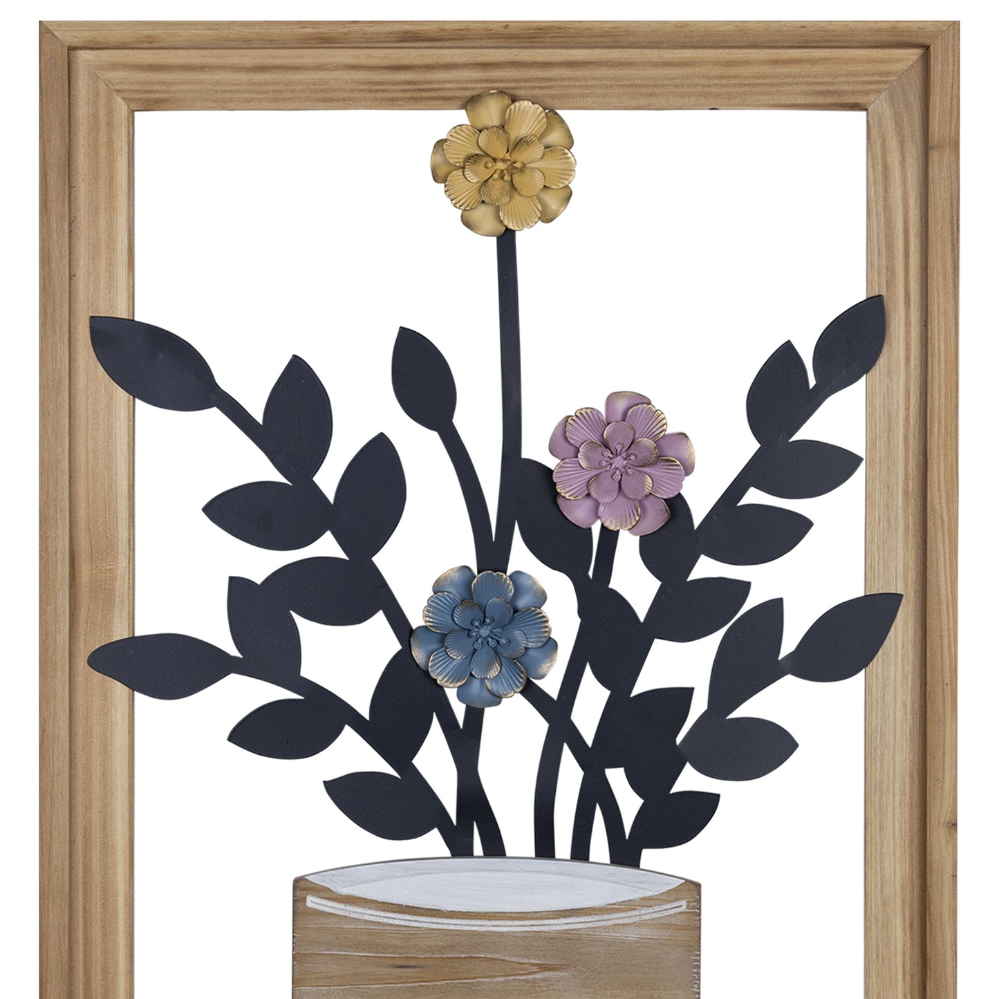 Framed Metal Flower Vase Wall Decor-2