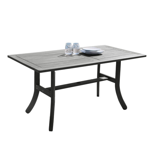 Distressed Grey Dining Table with Curved Legs-0