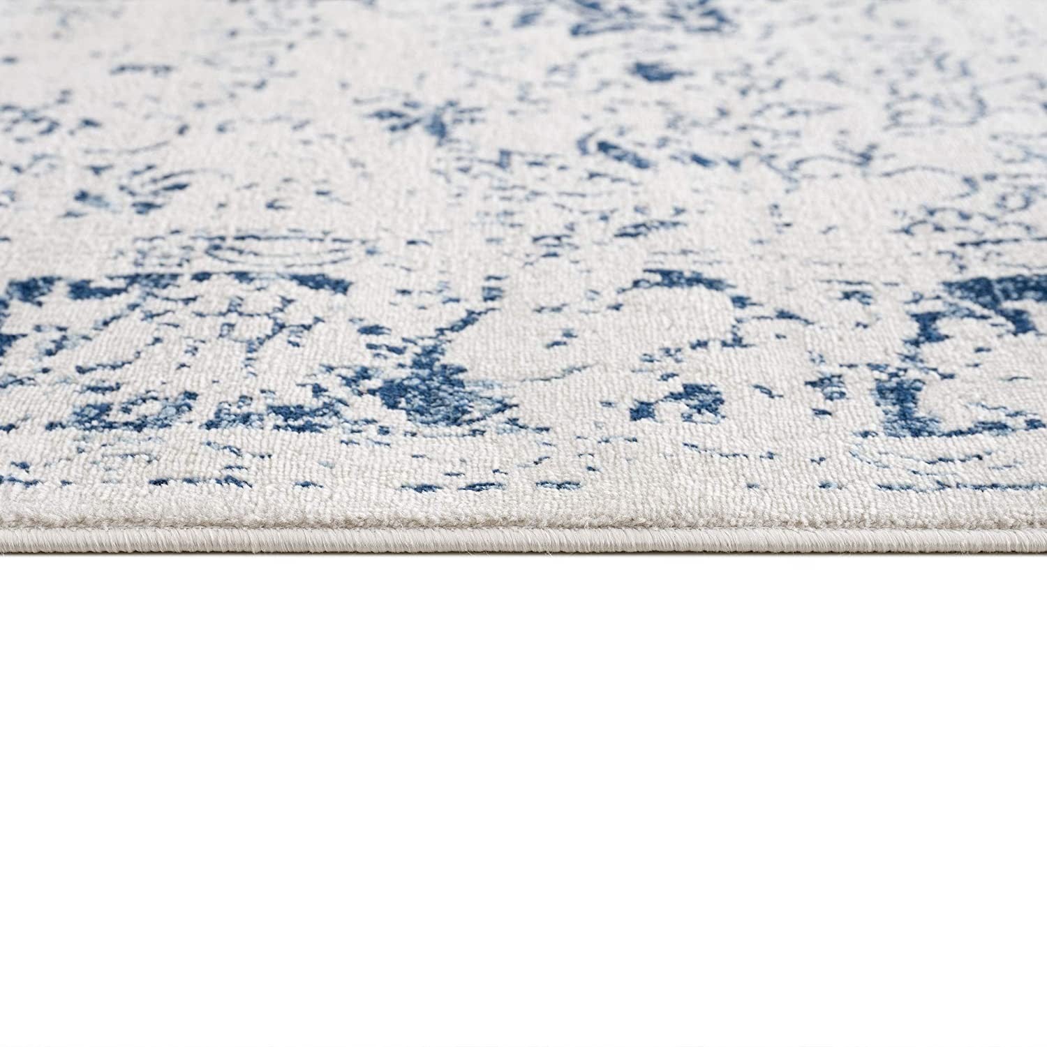 2’ x 5’ Navy Blue Distressed Floral Area Rug-4