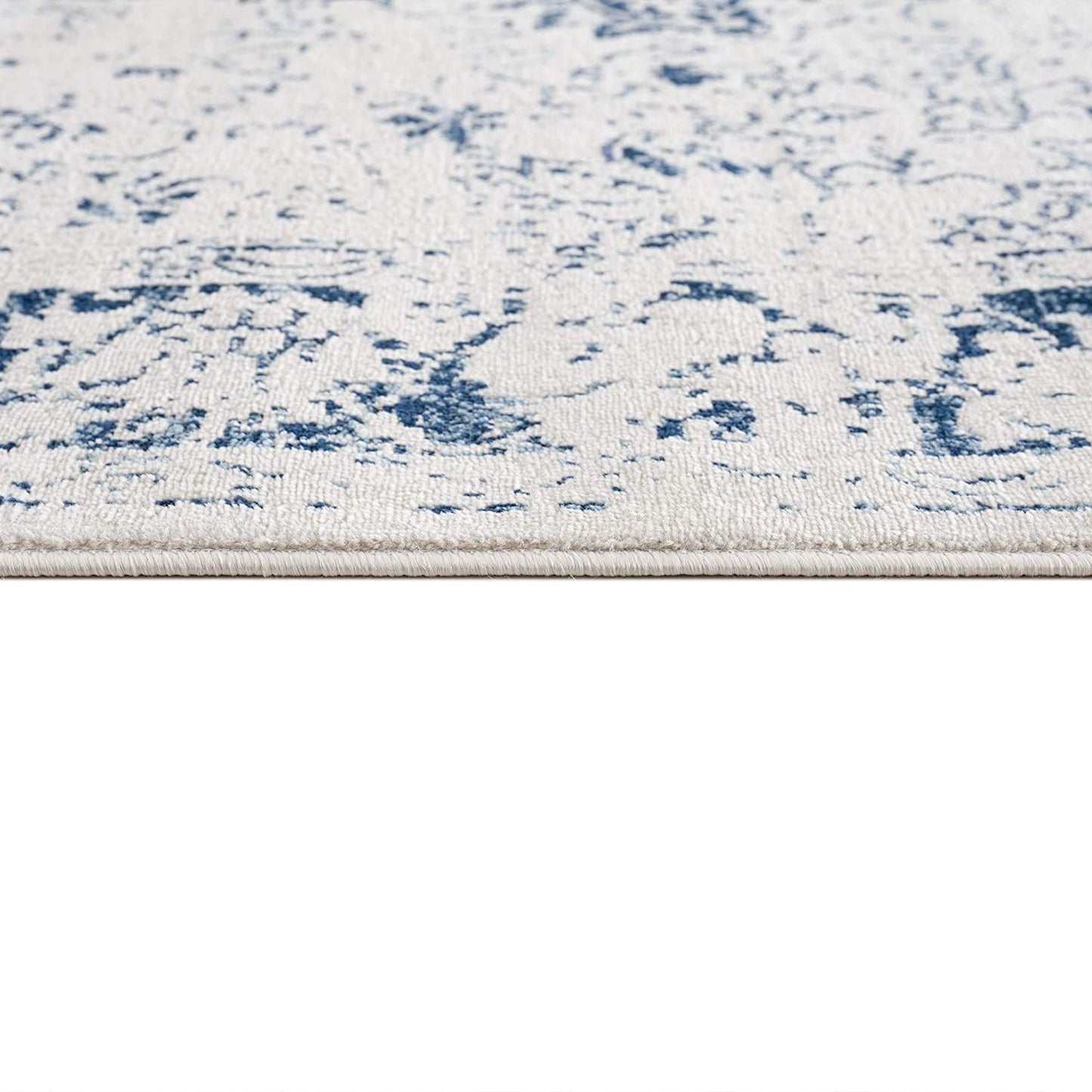 5’ x 8’ Navy Blue Distressed Floral Area Rug-4