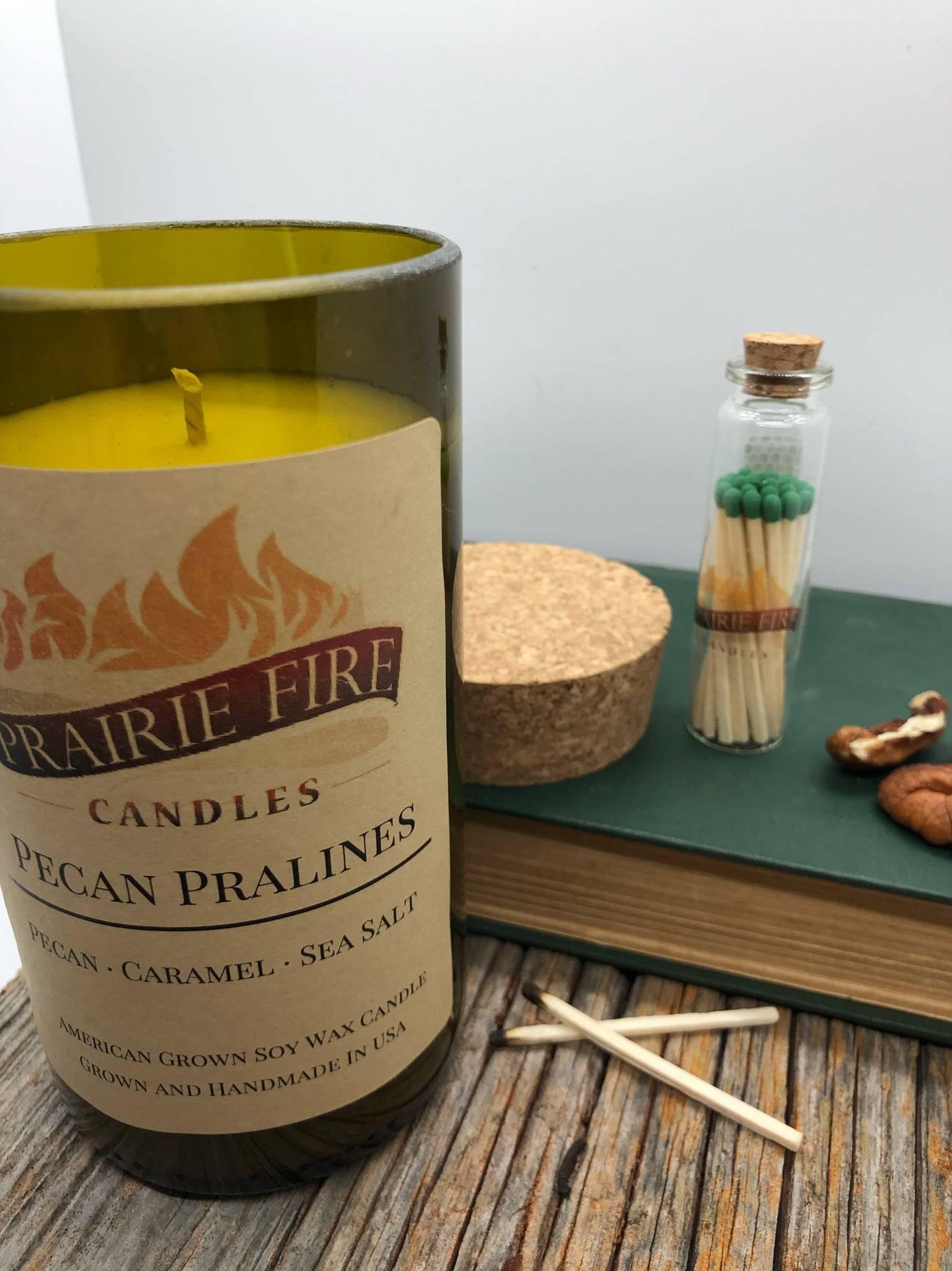 Pecan Pralines Soy Wax Candle | Repurposed Wine Bottle Candle Natural Cork | Handmade in USA Candle | Eco-Friendly Candle | Non-Toxic Soy Candle-0