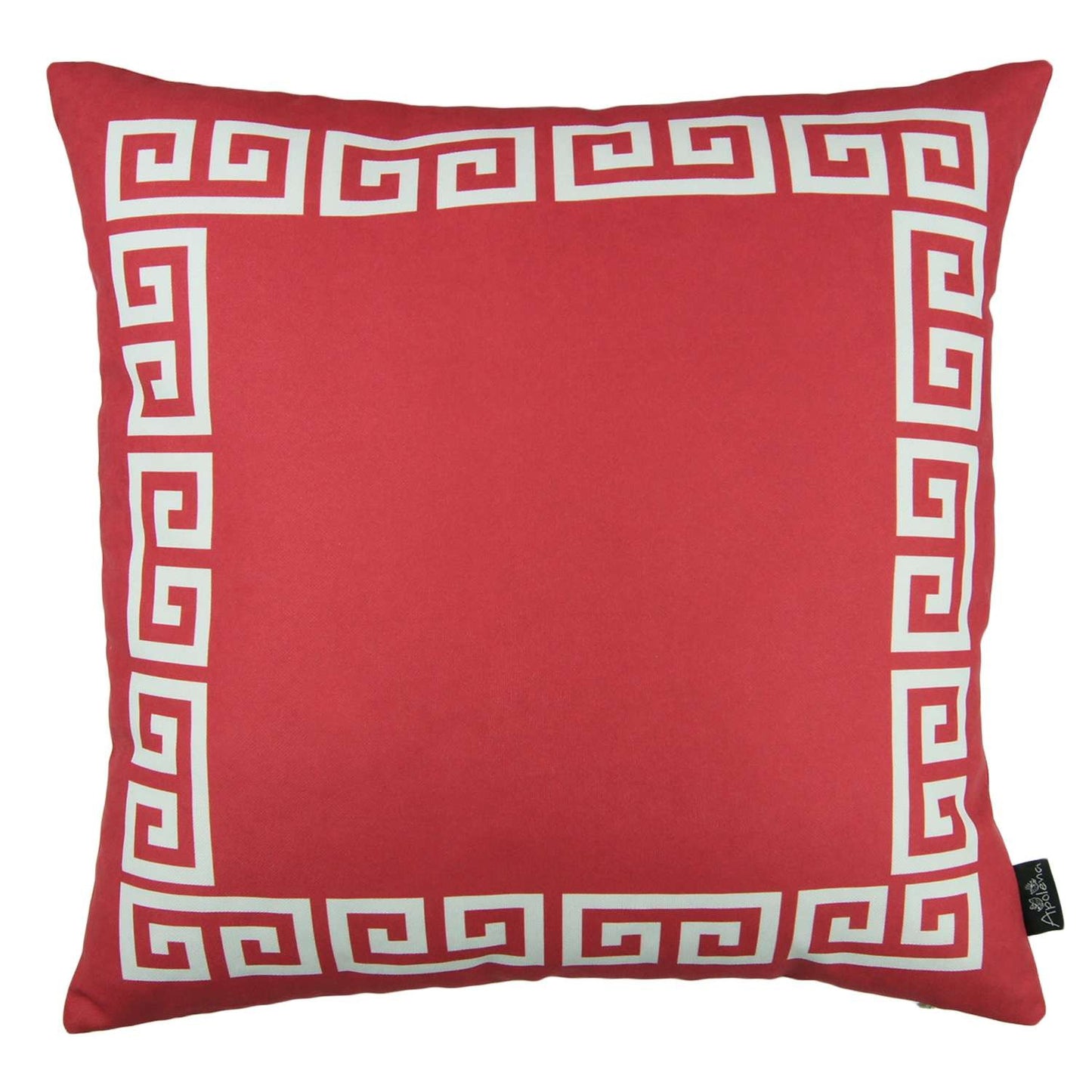 Red and White Greek Key Bordered Throw Pillow-0