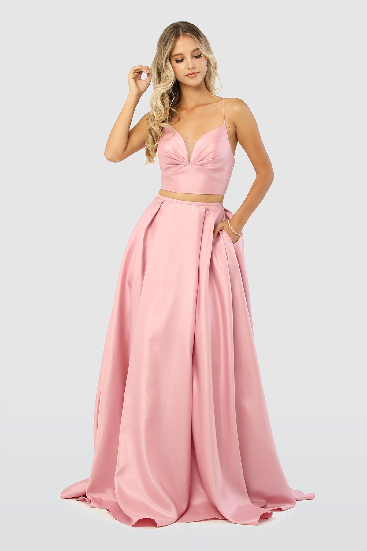 Sweetheart Two Piece Glitter Long Prom Dress NXE161-2