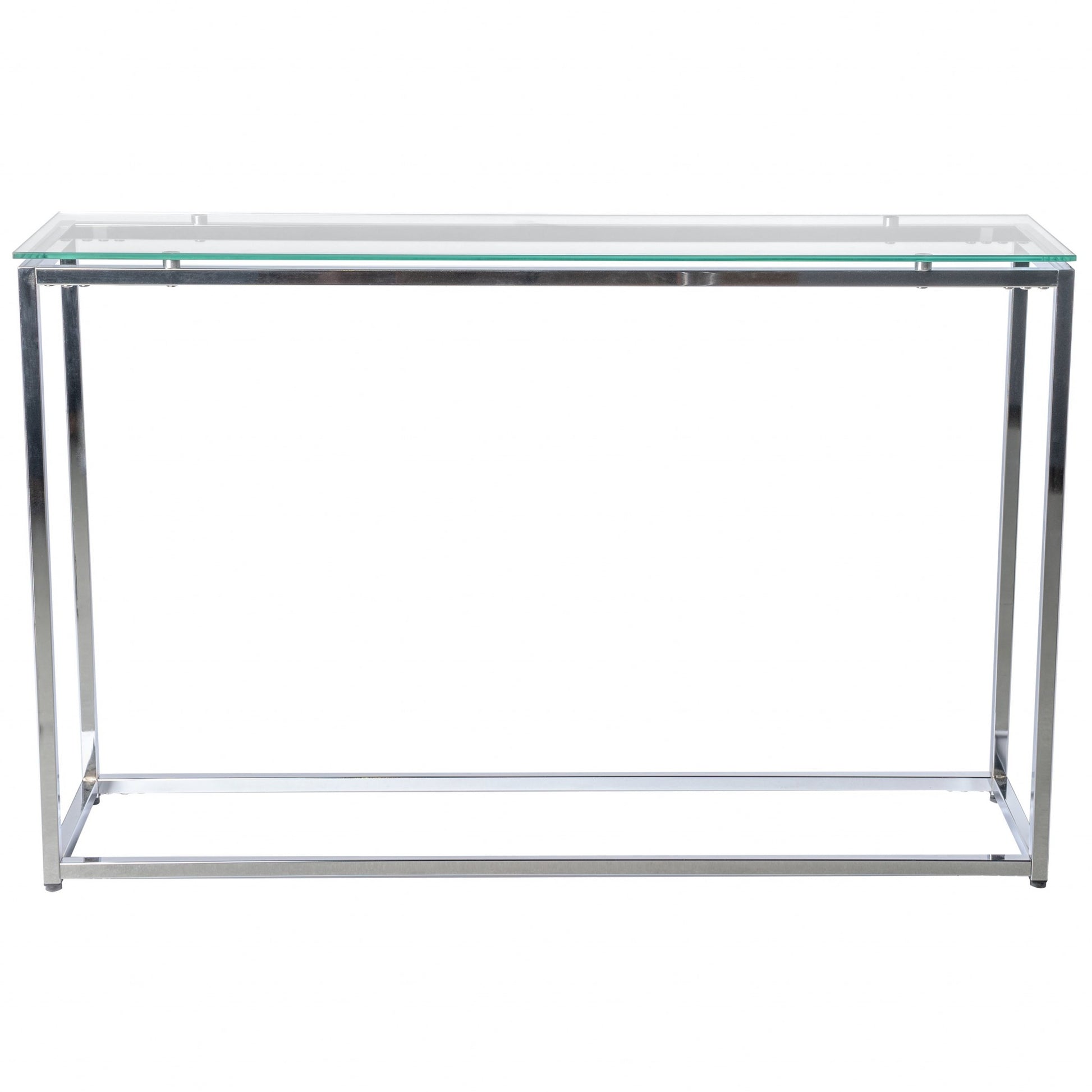 Geo XL Rectangle Clear Glass and Chrome Console Table-0