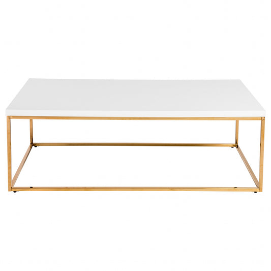 White and Gold High Gloss Coffee Table-0