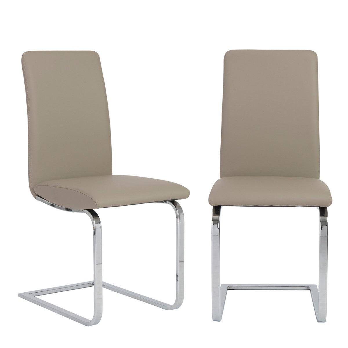 Set of Two Mod Light Gray and Silver Dining Chairs-4