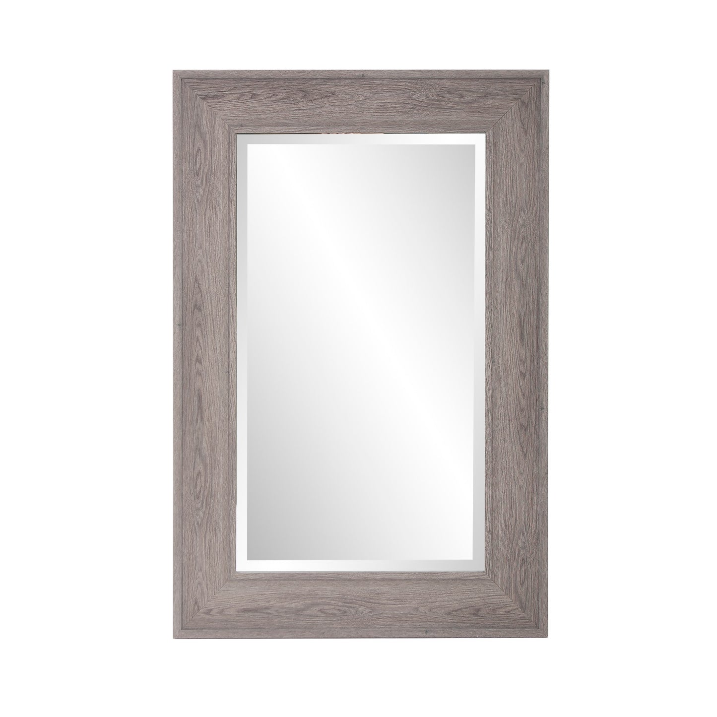 Warm Gray Faux Wood Beveled Rectangular Mirror-0