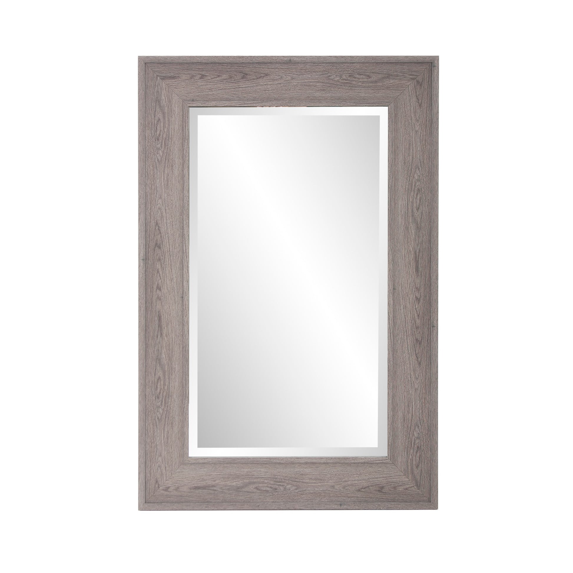 Warm Gray Faux Wood Beveled Rectangular Mirror-0