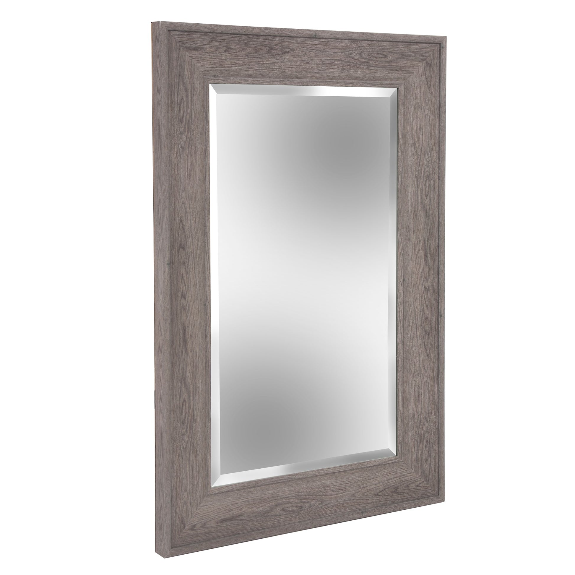 Warm Gray Faux Wood Beveled Rectangular Mirror-1