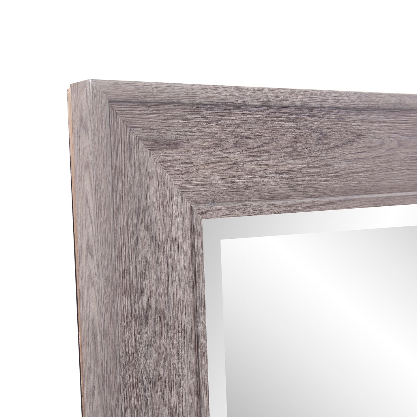 Warm Gray Faux Wood Beveled Rectangular Mirror-2