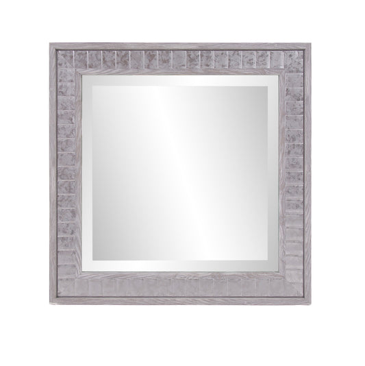 Warm Gray Faux Wood Square Mirror-0