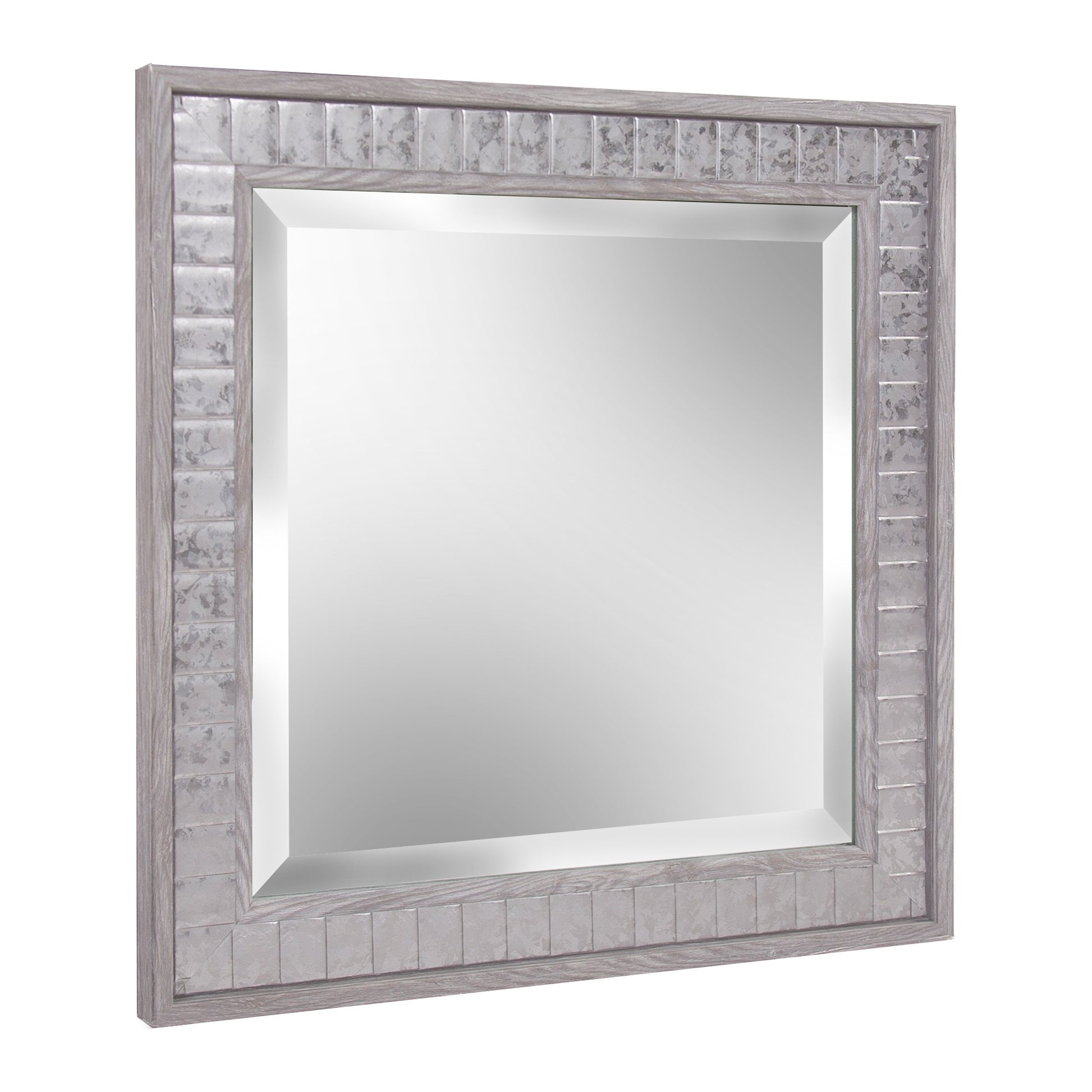 Warm Gray Faux Wood Square Mirror-1
