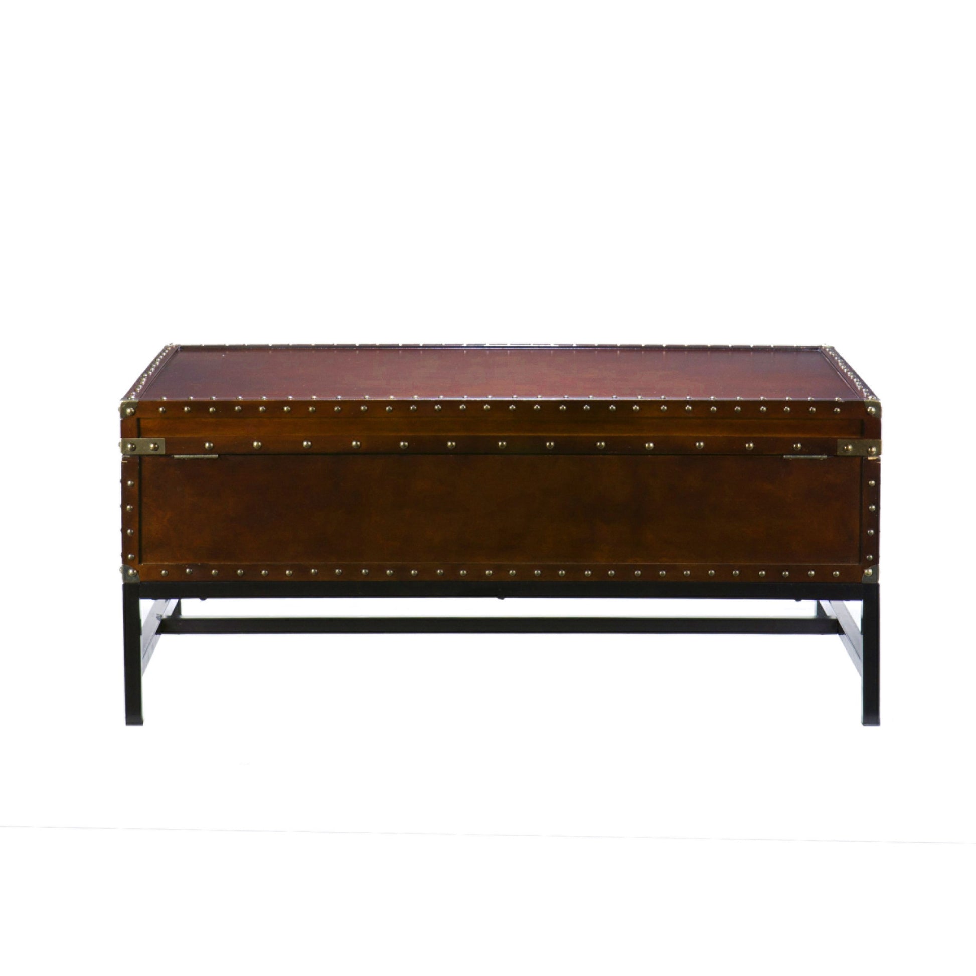 42" Brown Manufactured Wood And Metal Rectangular Coffee Table-5