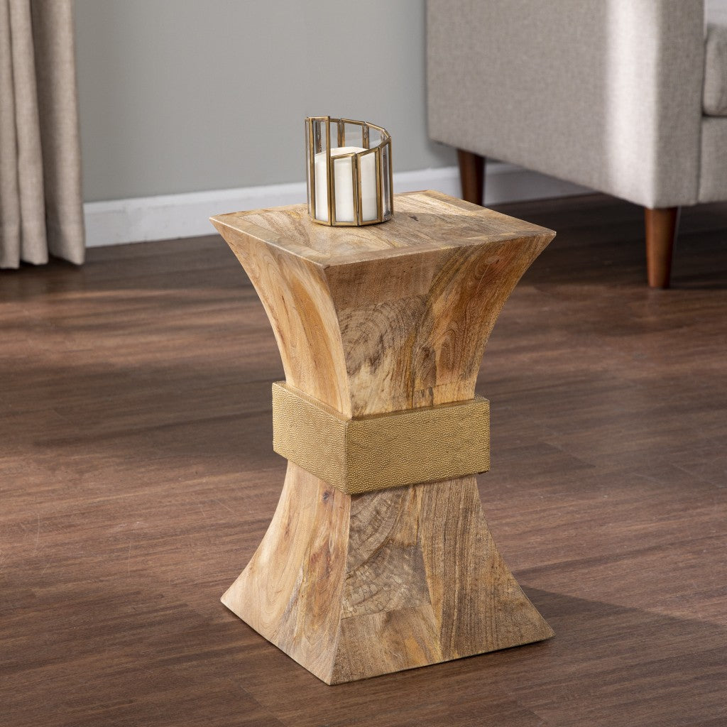 18" Natural Solid Wood And Manufactured Wood Square End Table-0