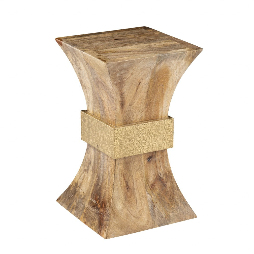 18" Natural Solid Wood And Manufactured Wood Square End Table-2