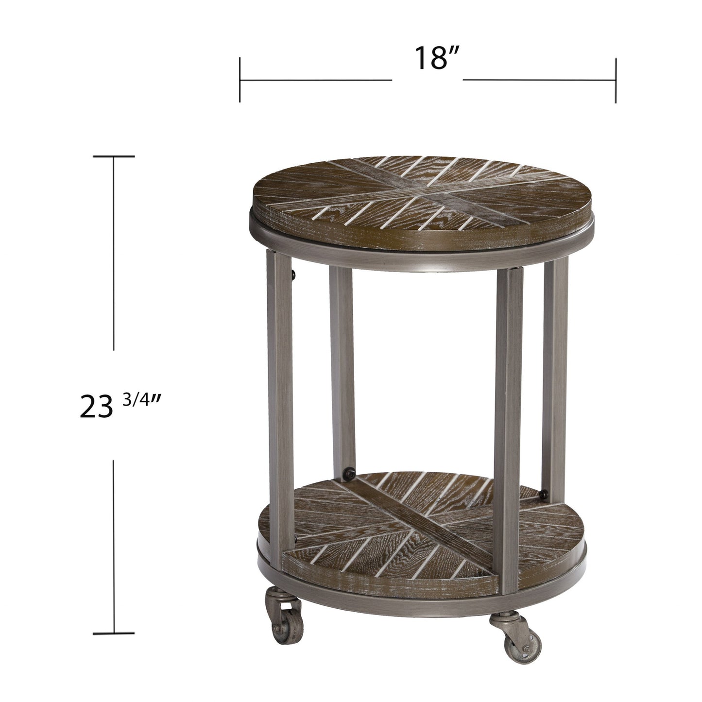 24" Brown Manufactured Wood And Iron Round End Table With Shelf-5