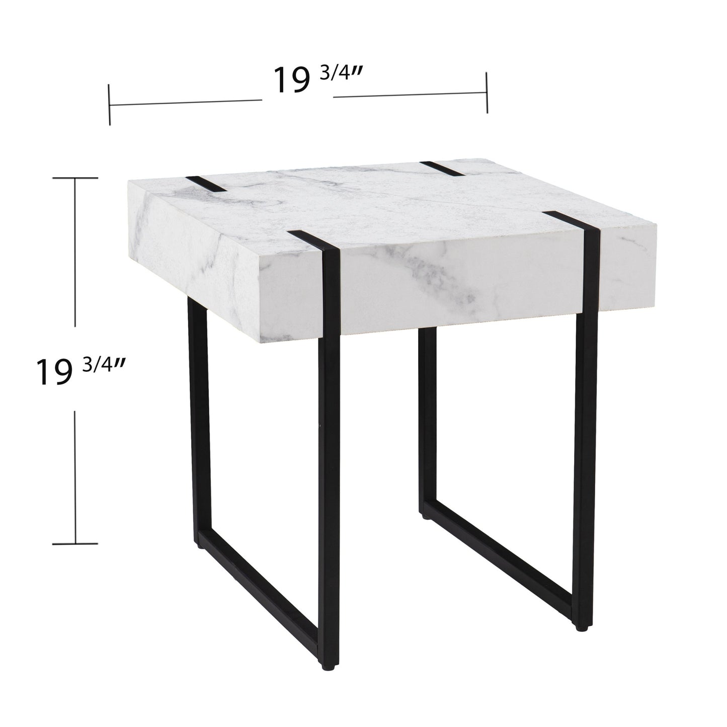 20" White Manufactured Wood And Iron Square End Table-5