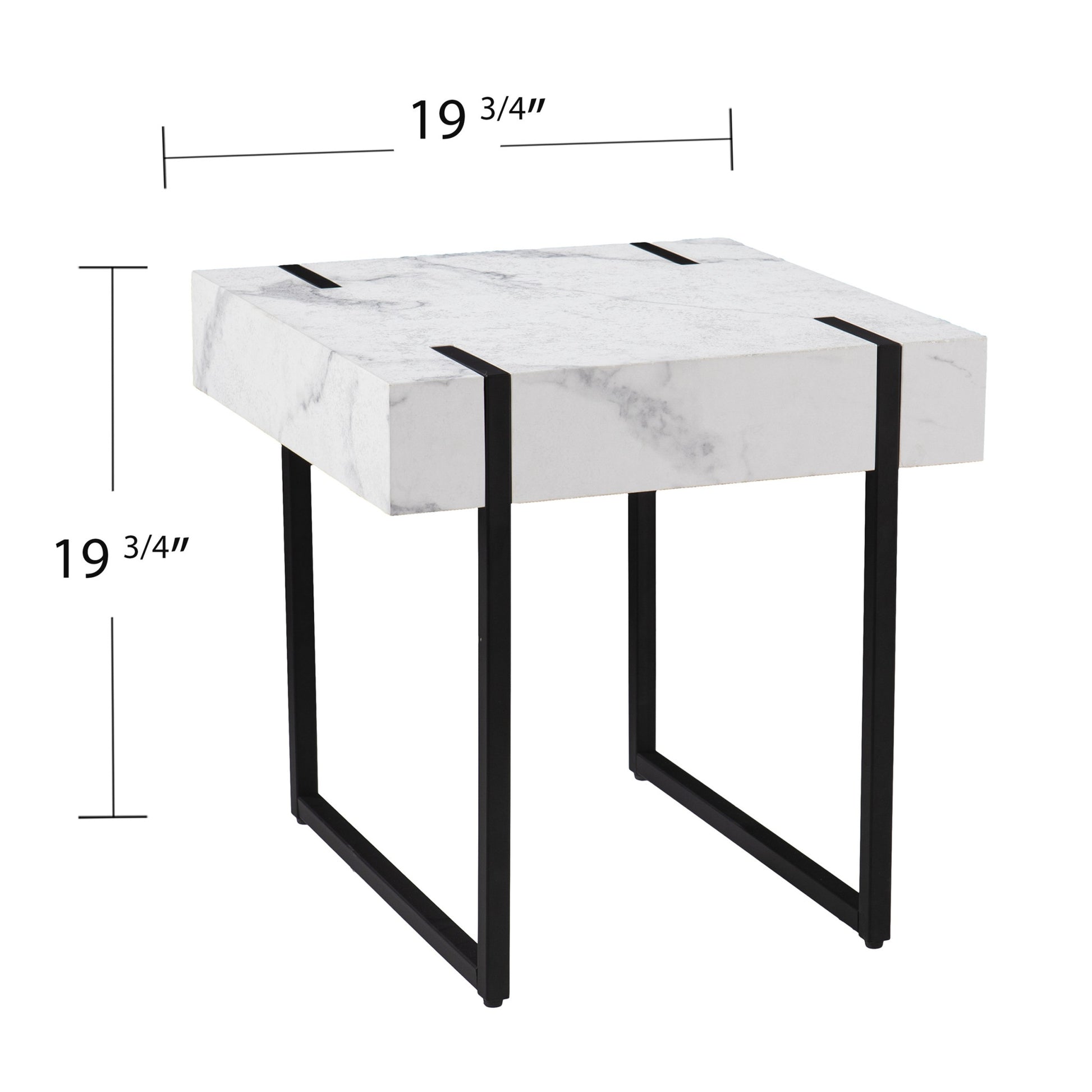 20" White Manufactured Wood And Iron Square End Table-5