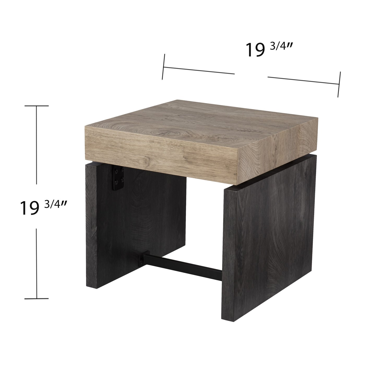 20" Natural Wood Manufactured Wood And Iron Square End Table-5