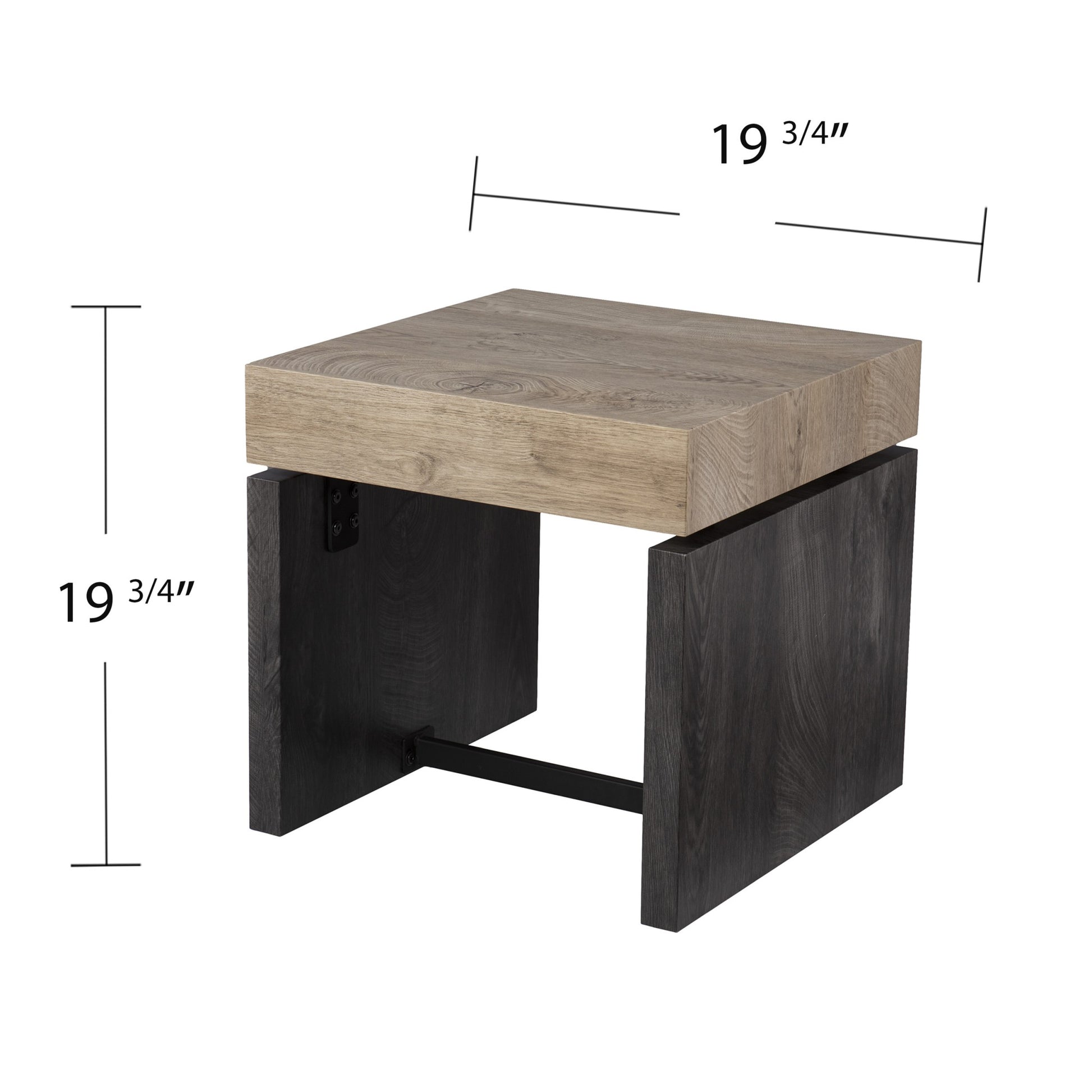 20" Natural Wood Manufactured Wood And Iron Square End Table-5