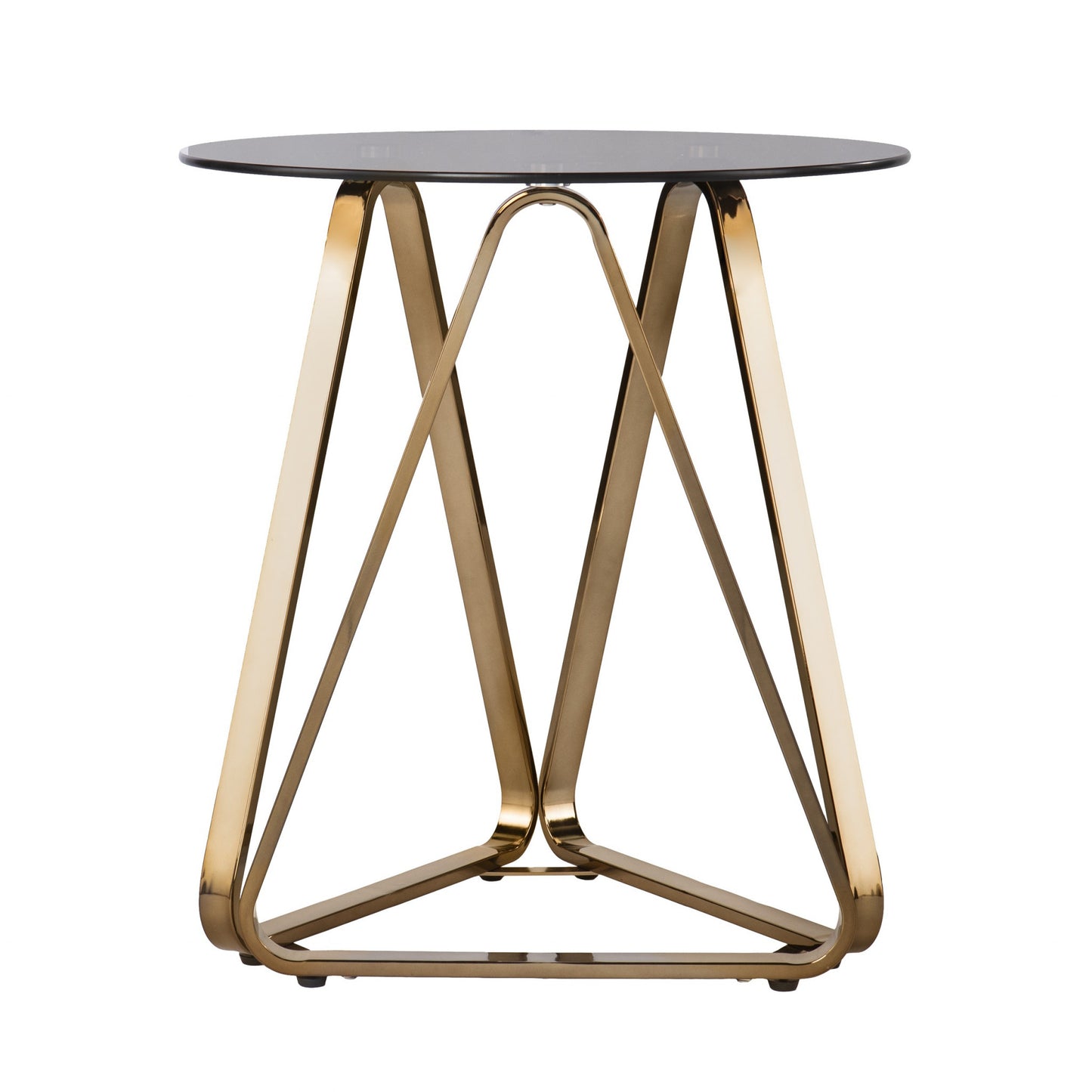 24" Champagne Glass And Iron Round End Table-3