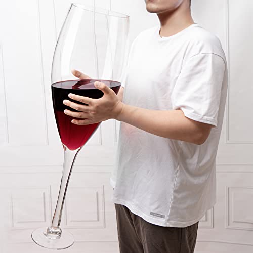 Worlds Largest Giant Wine Glass - Huge 32 Inches, 3.7 Gallons, Mega Pint, Huge Stemware, Clear Decorative Hand Blown Glassware, Large Novelty Stemware/Champagne Magnum Chiller, Oversized XL Goblet-1