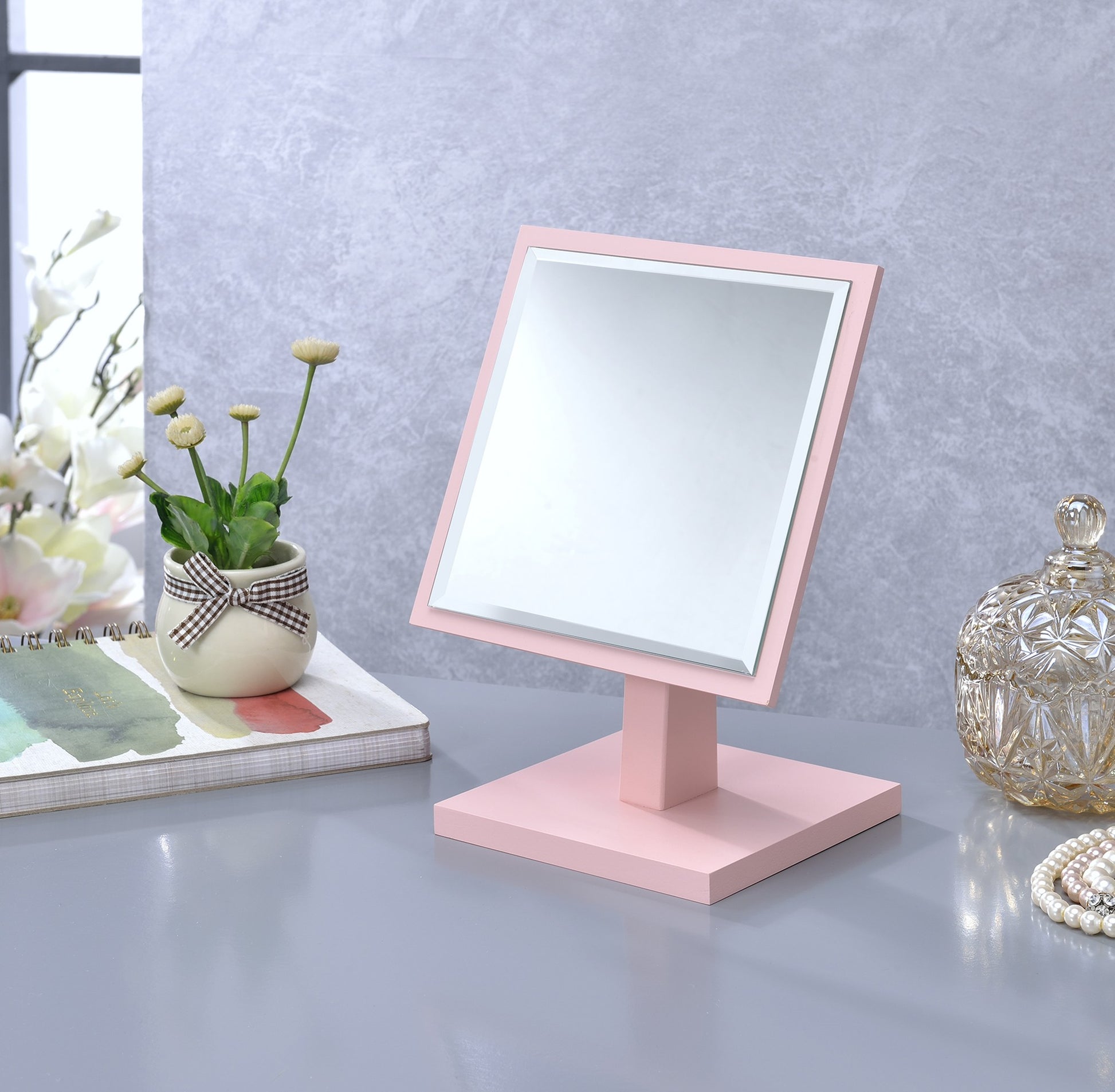 Pretty Pink Square Make Up Vanity Mirror-1