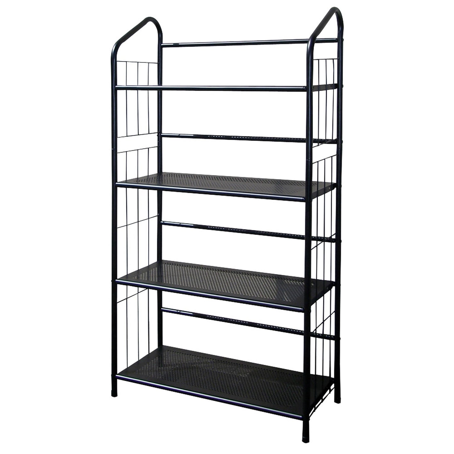 Black Four Shelf Metal Standing Book Shelf-0