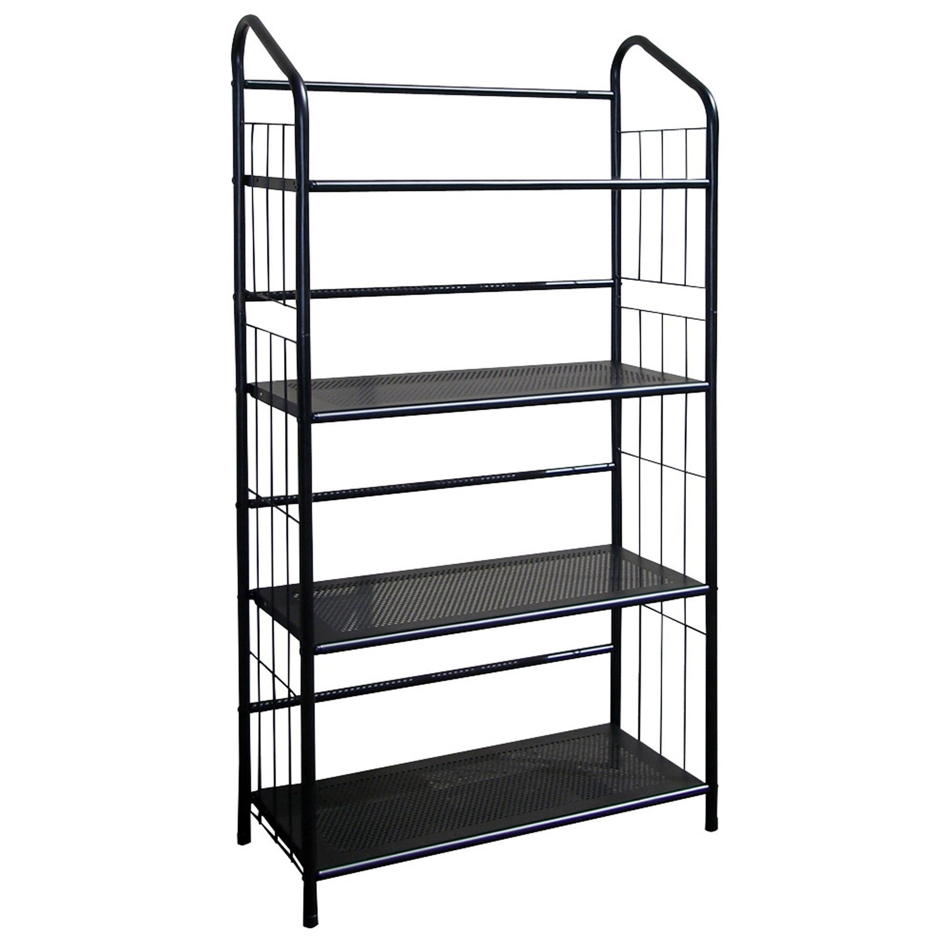 Black Four Shelf Metal Standing Book Shelf-1