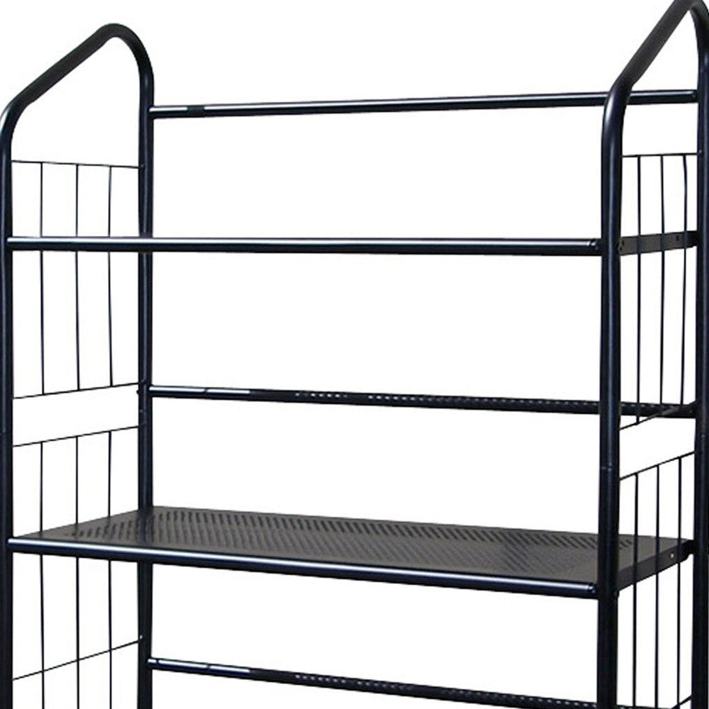 Black Four Shelf Metal Standing Book Shelf-2