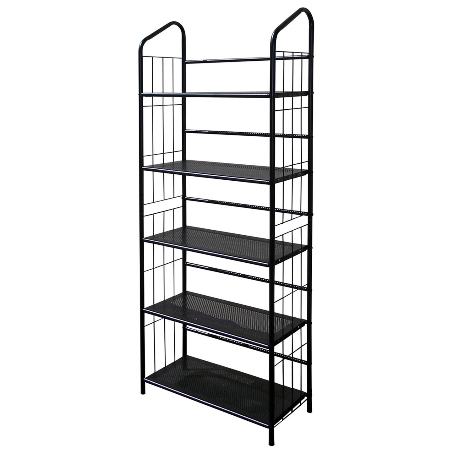 Black Five Shelf Metal Standing Book Shelf-0
