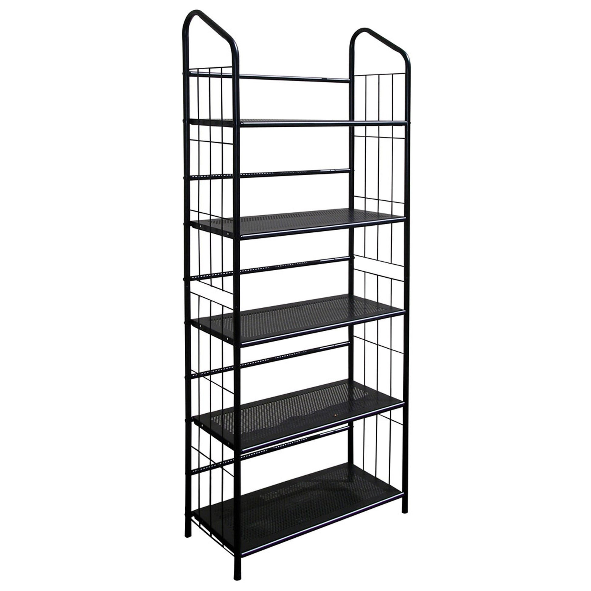 Black Five Shelf Metal Standing Book Shelf-1