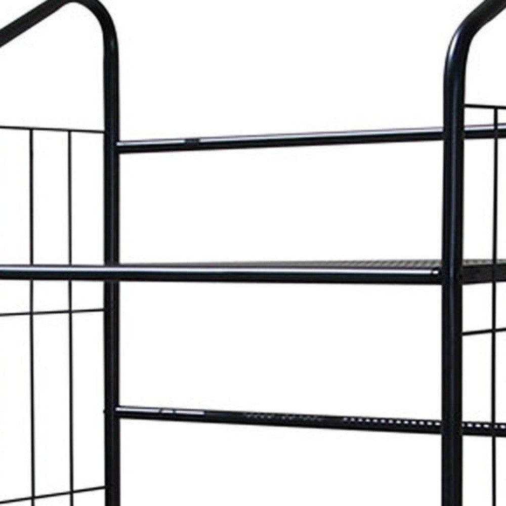 Black Five Shelf Metal Standing Book Shelf-3