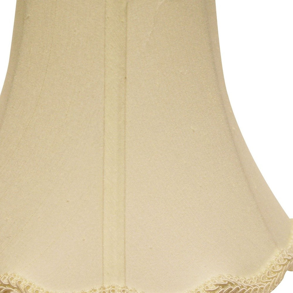 18" Ivory Slanted Scallop Bell Monay Shantung Lampshade-3