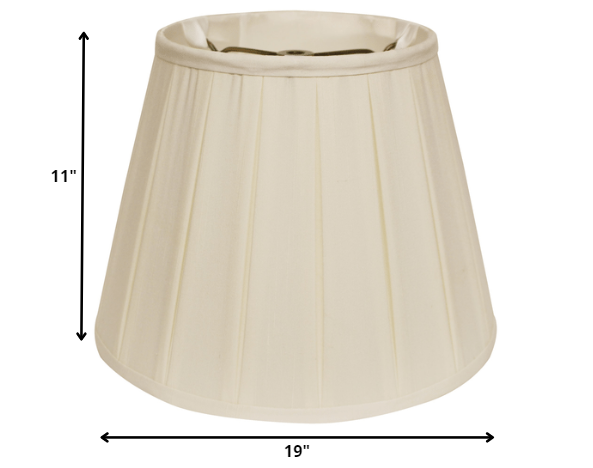 19" Ivory Slanted Crimped Box Shantung Lampshade-4