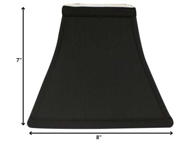 8" Black with White Lining Square Bell Shantung Lampshade-2