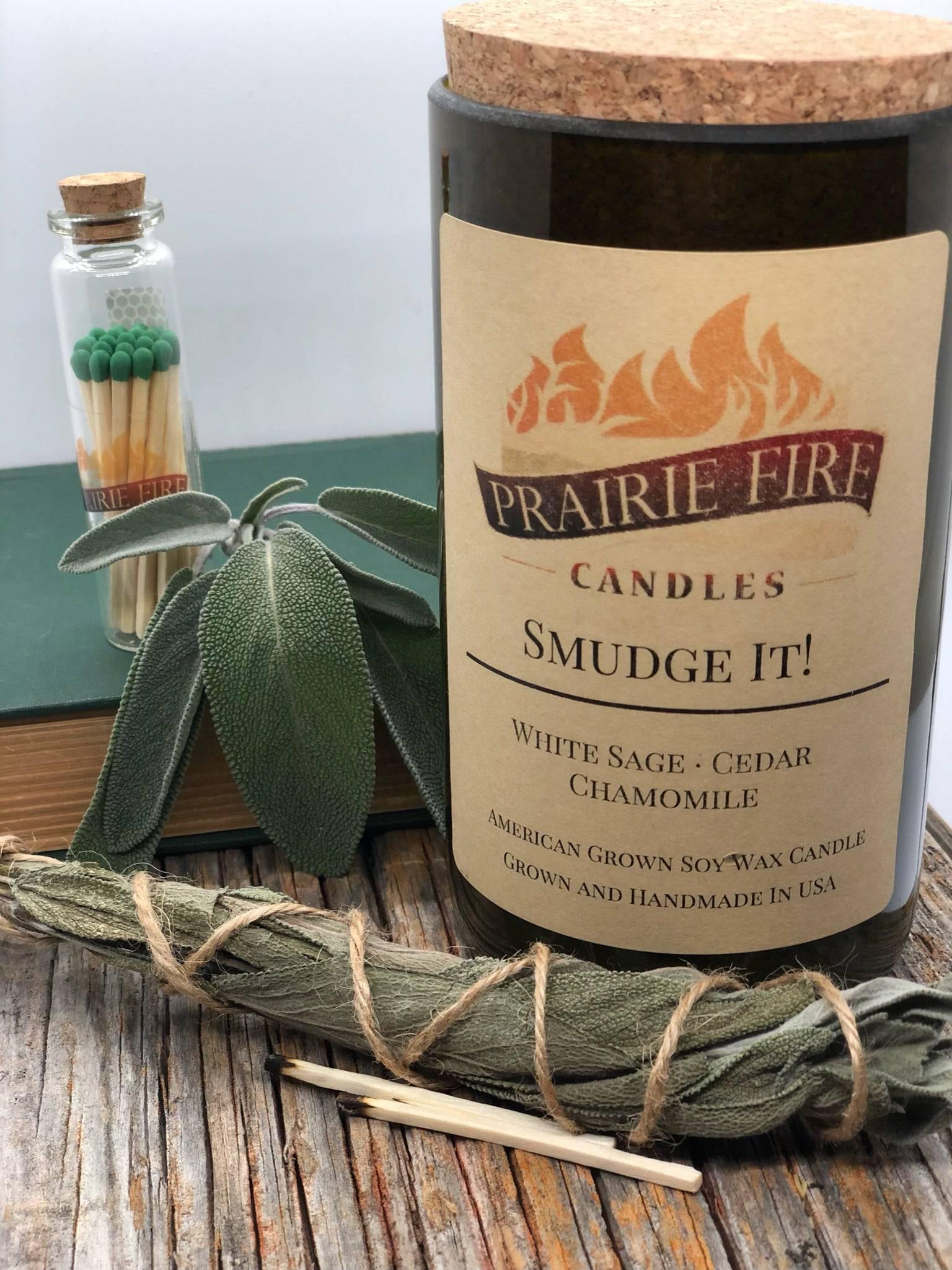 Smudge It! Soy Wax Candle | Repurposed Wine Bottle Candle Natural Cork | Handmade in USA Candle | Eco-Friendly Candle | Non-Toxic Soy Candle-0