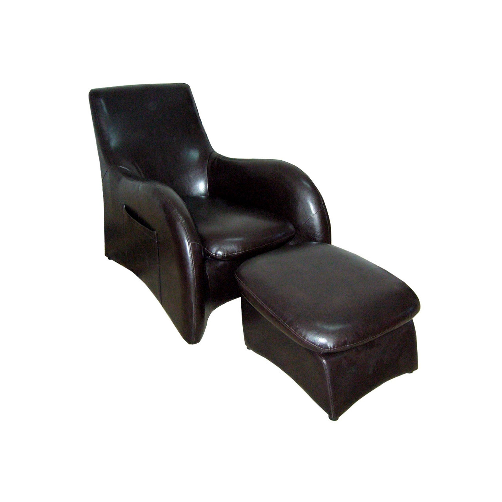 Lush Brown Leather Modern Armchair with Ottoman-1