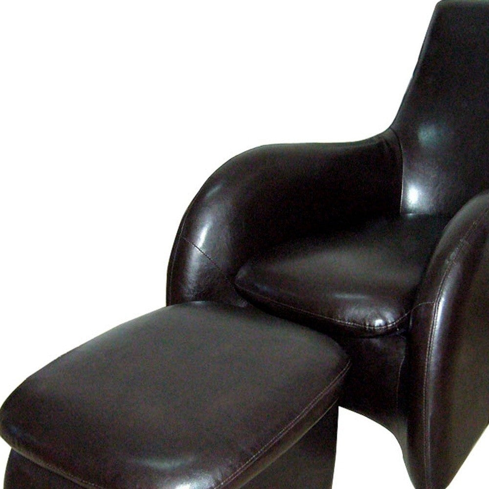Lush Brown Leather Modern Armchair with Ottoman-3