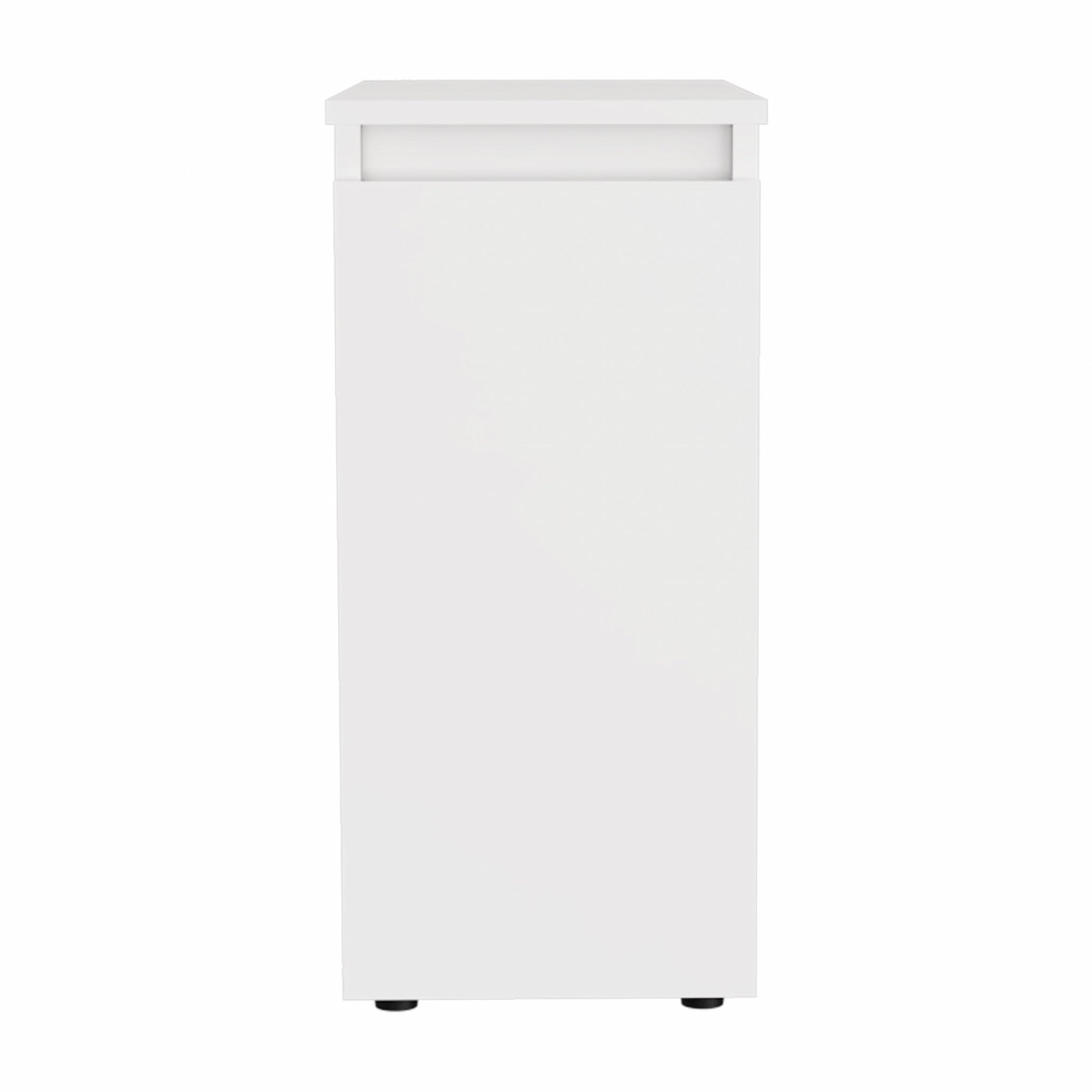 White Bathroom Cabinet with Top Shelf and Sliding Drawer-1