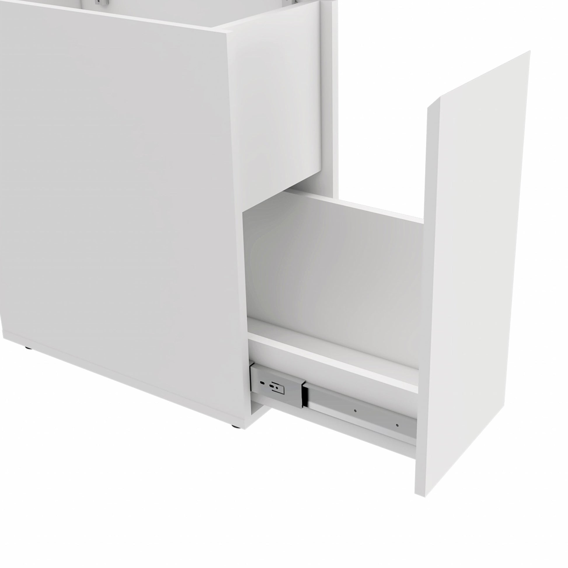 White Bathroom Cabinet with Top Shelf and Sliding Drawer-5