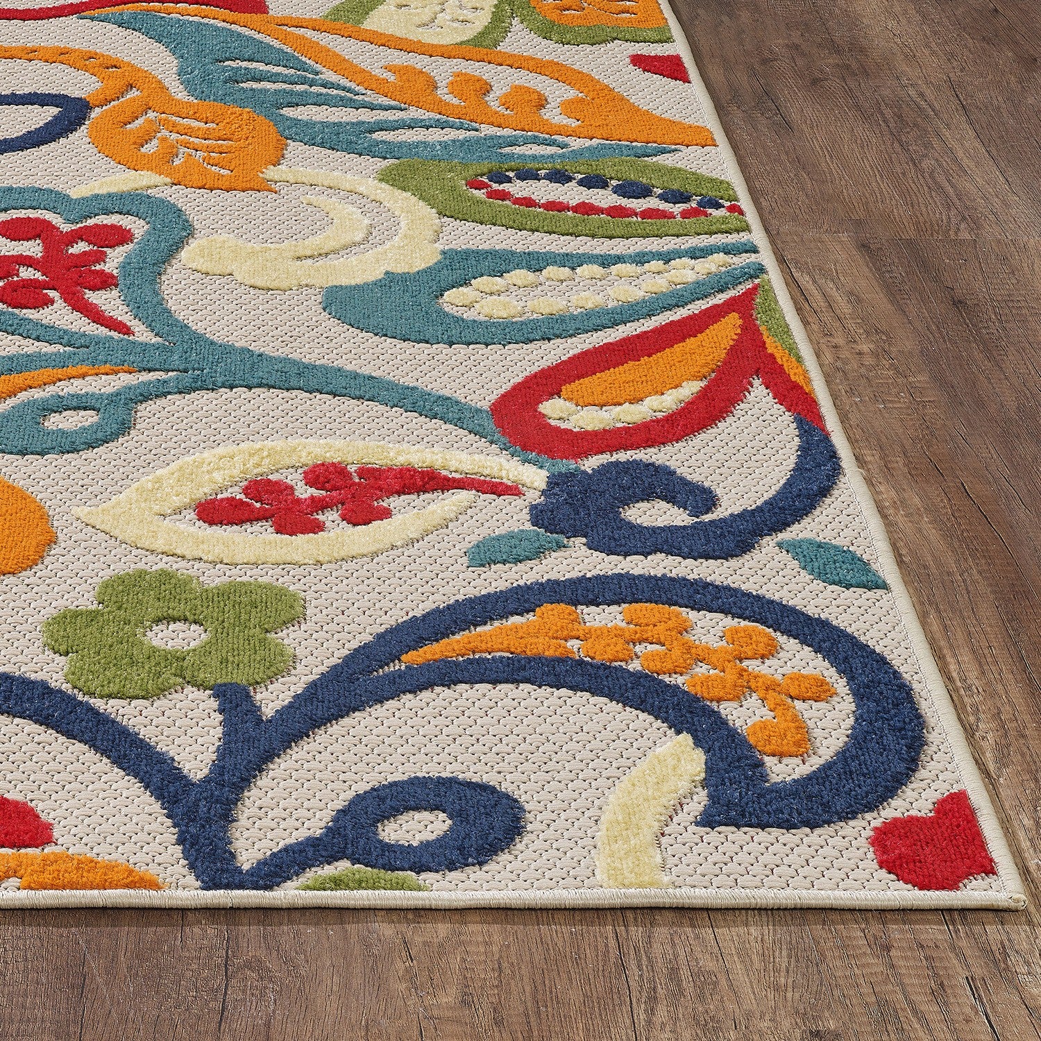 5’ x 7’ Multi Jacobean Floral Indoor Outdoor Area Rug-4