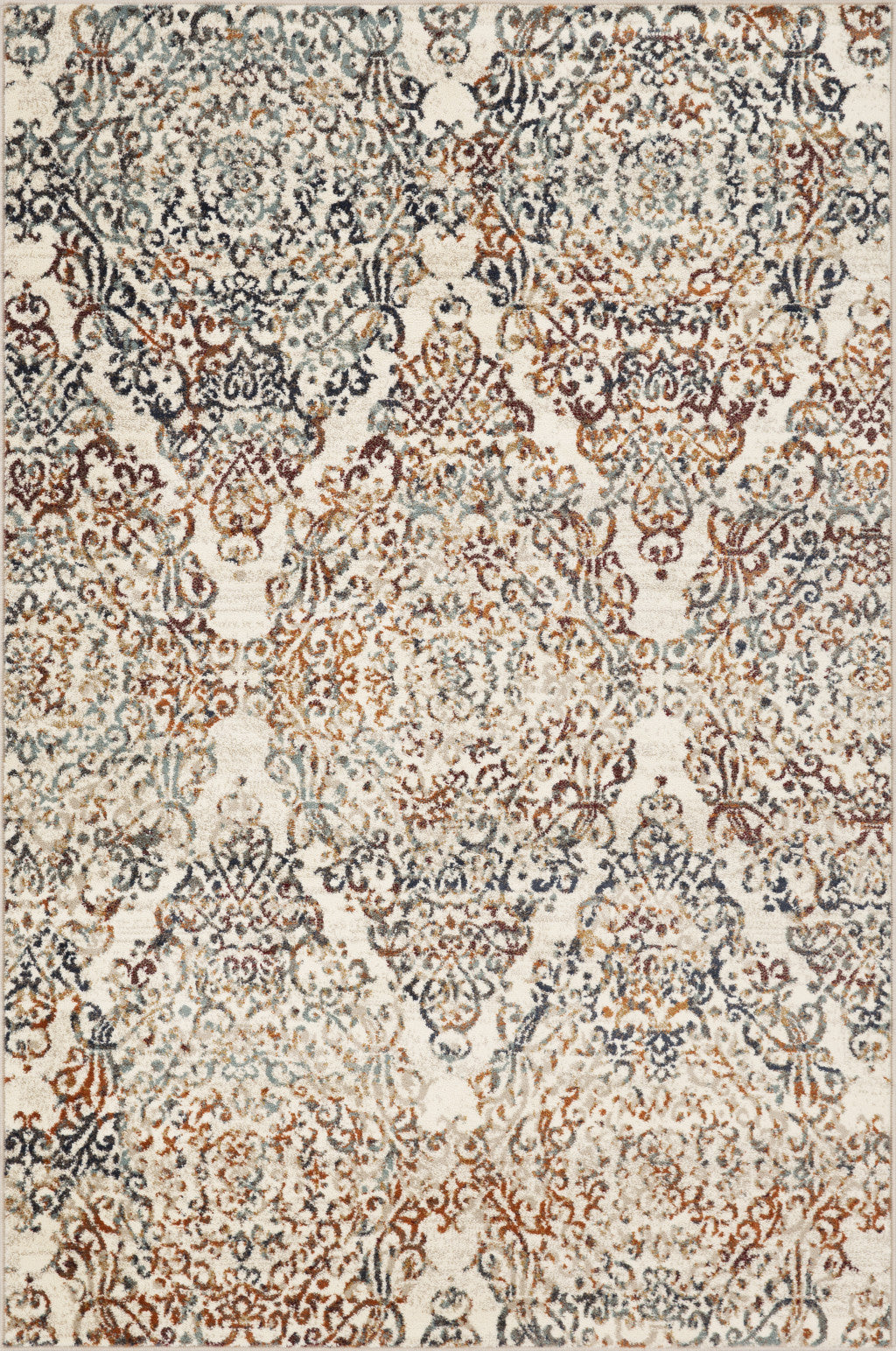 5’ x 8’ Ivory Brown Decorative Diamond Area Rug-0