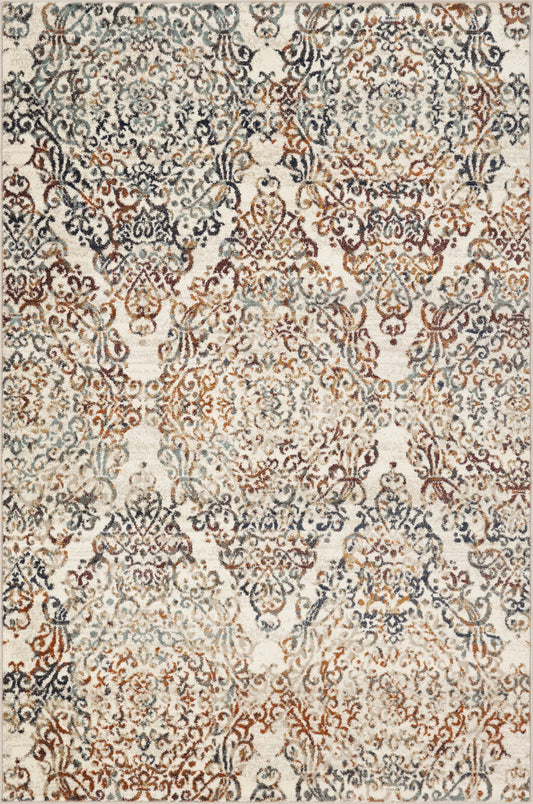 5’ x 8’ Ivory Brown Decorative Diamond Area Rug-0