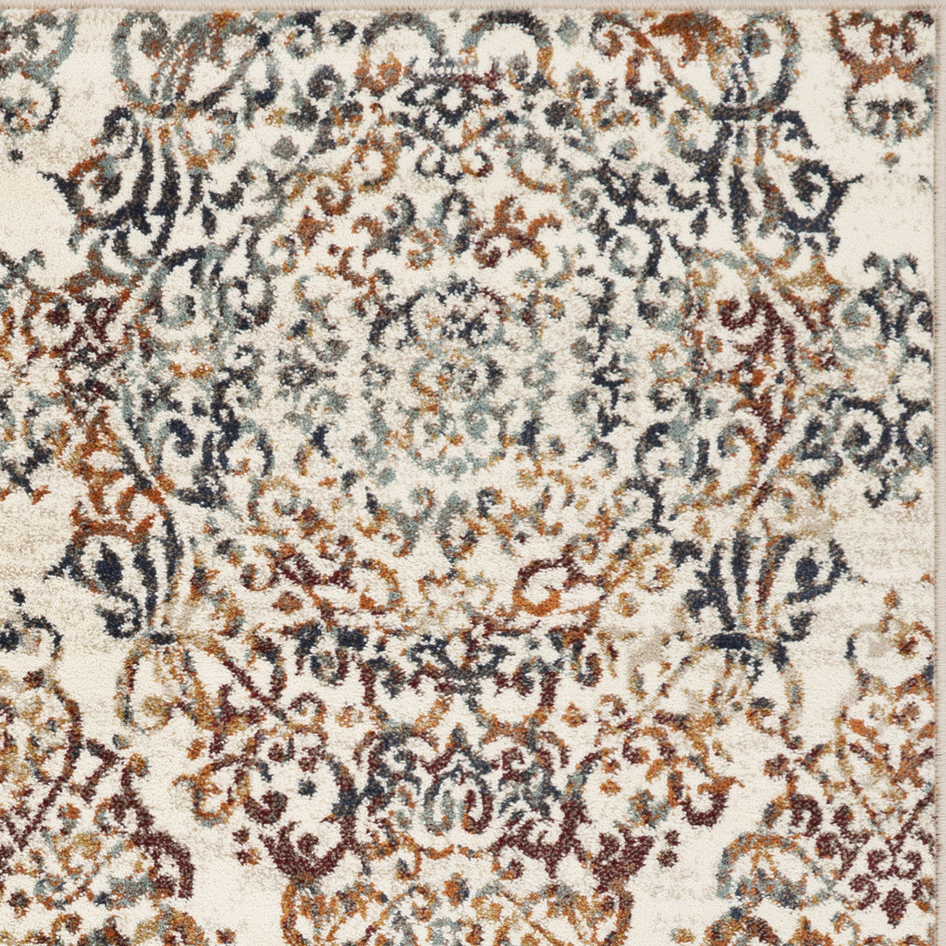 5’ x 8’ Ivory Brown Decorative Diamond Area Rug-4