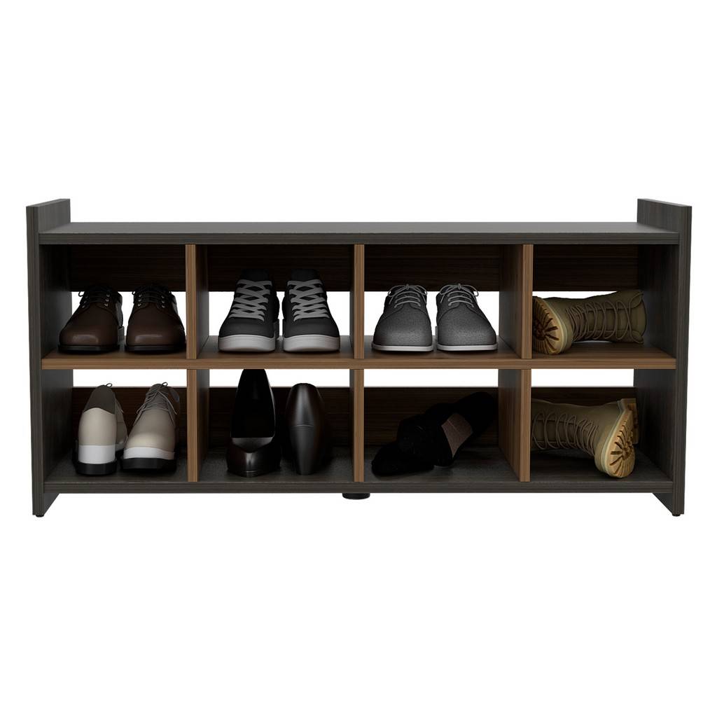 Modern Espresso and Mahogany Eight Pair Shoe Rack Storage Unit-1