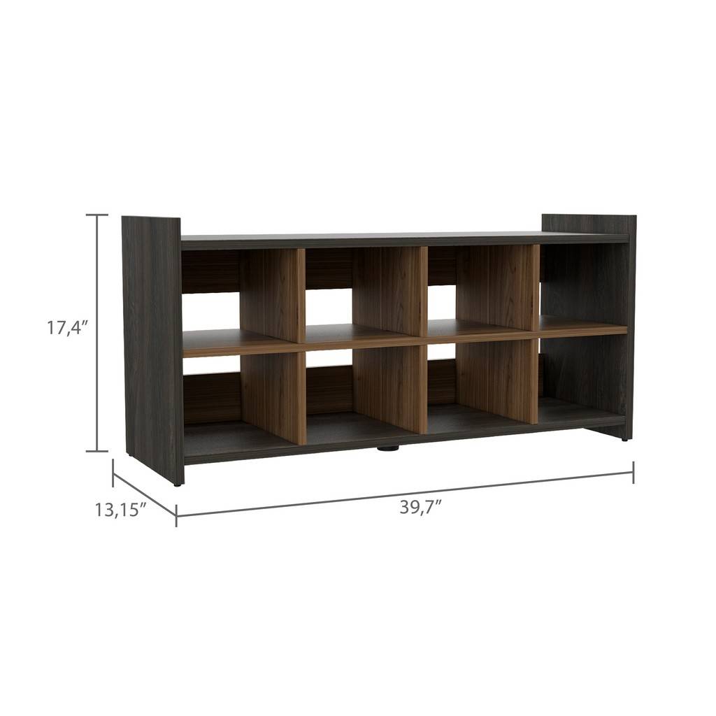 Modern Espresso and Mahogany Eight Pair Shoe Rack Storage Unit-3