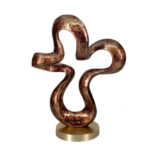 16" Brown And Gold Abstract Aluminum Sculpture-0