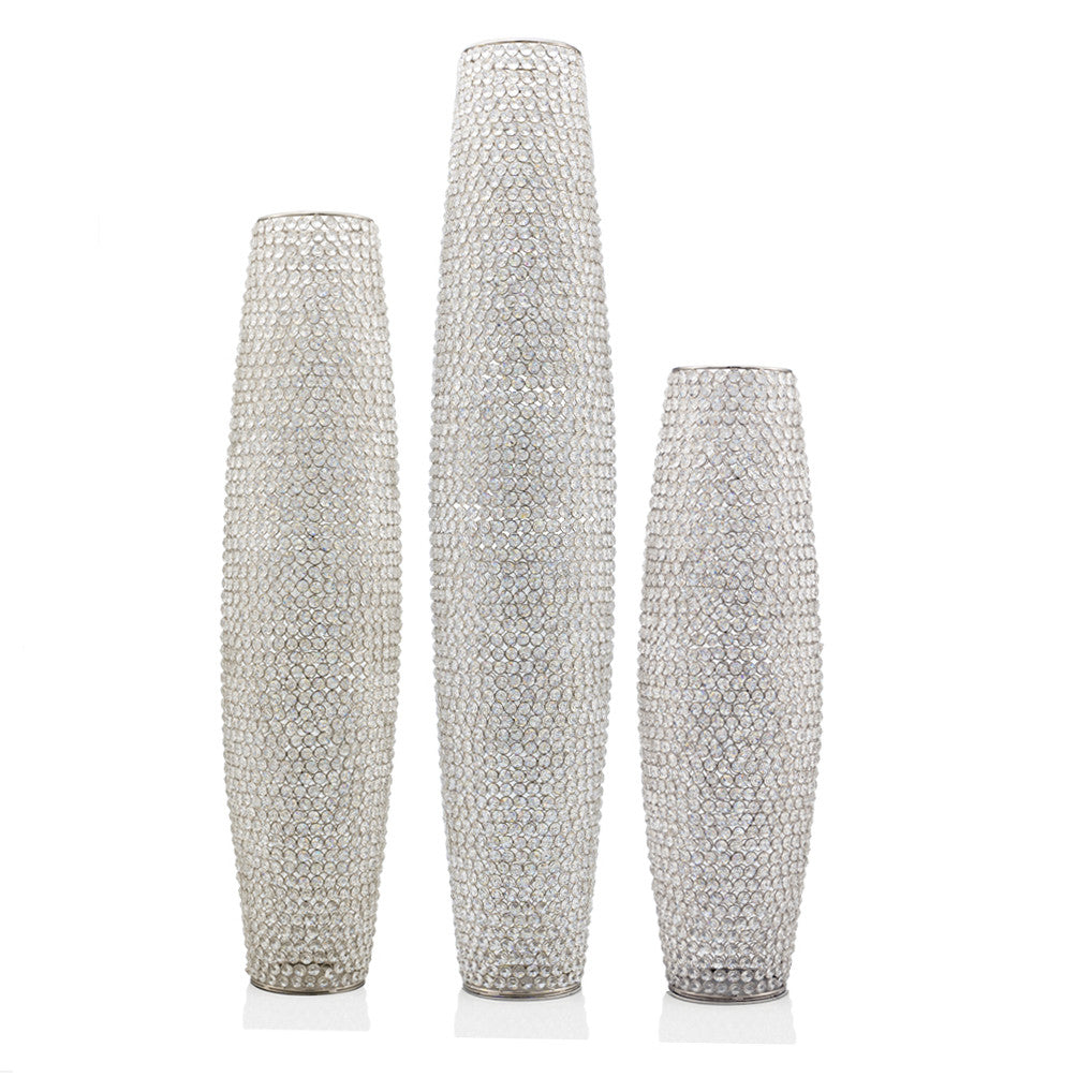 40" Bling Faux Crystal Beads Barrel Floor Vase-1