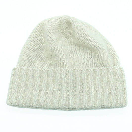 CASHMERE HAT WITH RIBBED CUFF-0